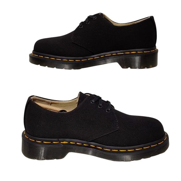Dr. Martens 1461 Canvas Shoes Lug Sole Round Toe Black Unisex US M4/W5 UK 3 NEW - Picture 5 of 10
